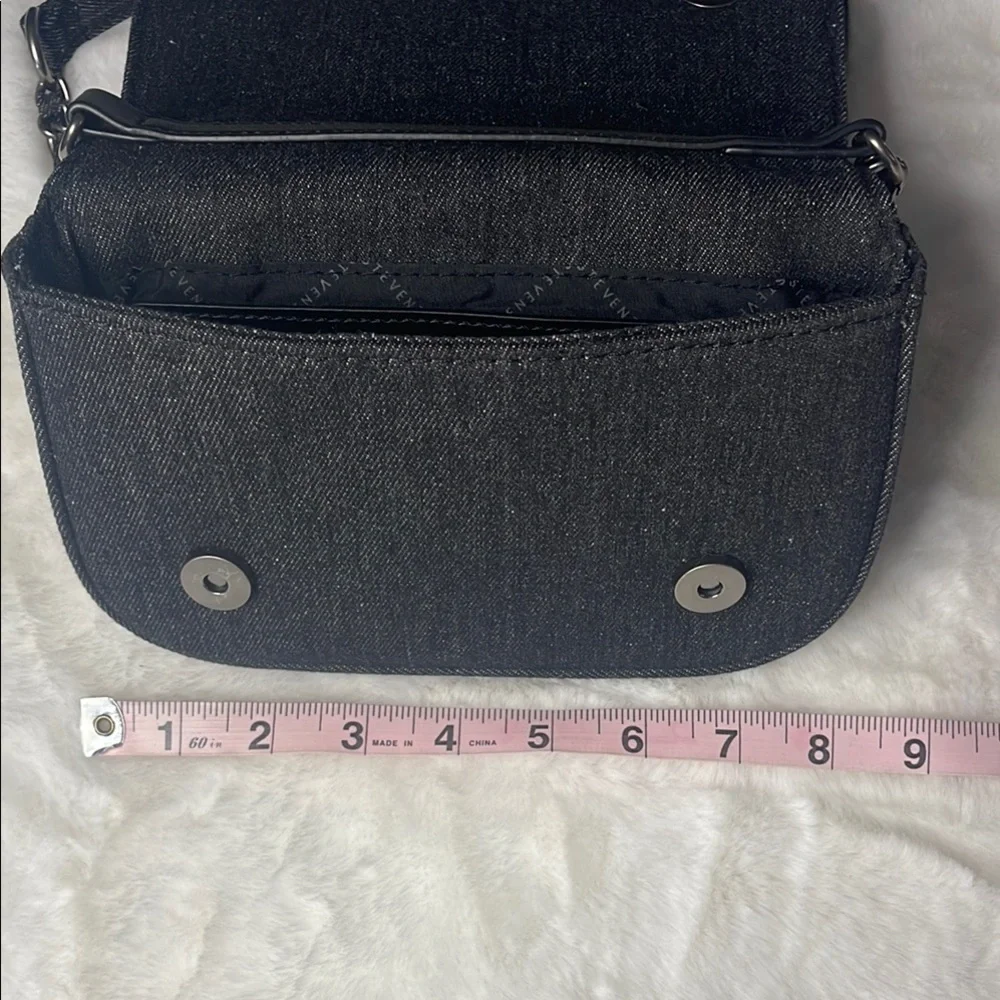 Steve Madden - Black/Charcoal Denim Borla Rose Bud Chain Crossbody - Picture 11 of 13